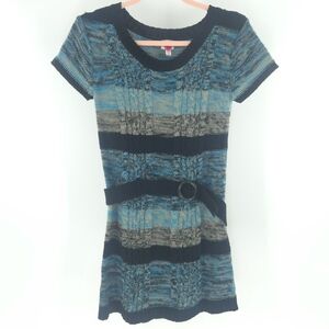 CHERRY STYX XS-M SWEATER DRESS W/ BELT SUPER STRETCHY CABLE KNIT RETRO BANGER